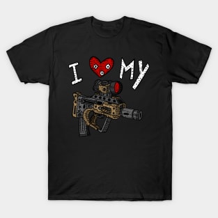 i love my bullpup rifle, hand drawn art. T-Shirt